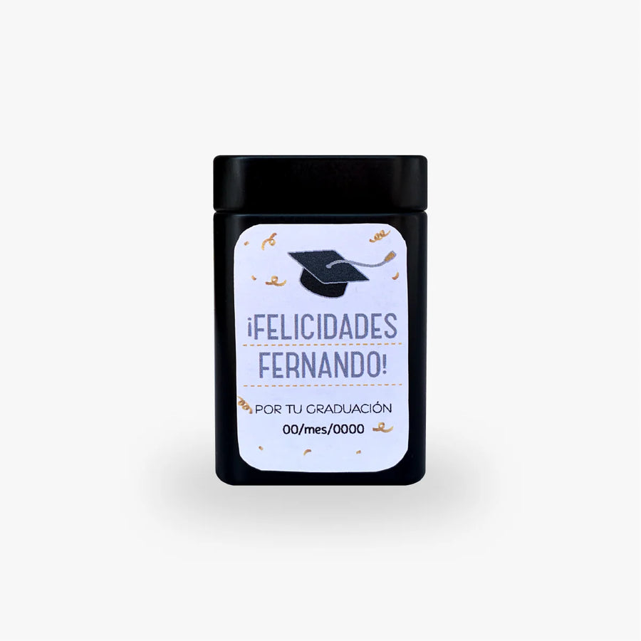 Lata de Té Negro – Recuerdo Personalizado para Graduación