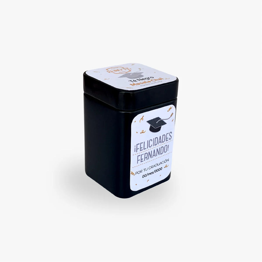 Lata de Té Negro – Recuerdo Personalizado para Graduación